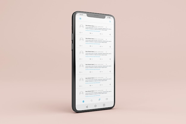 Plantilla de maqueta de interfaz móvil de twitter