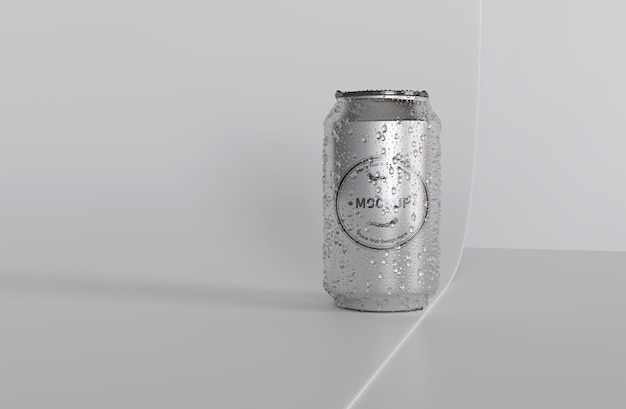 PSD plantilla de maqueta de lata de bebida de aluminio realista