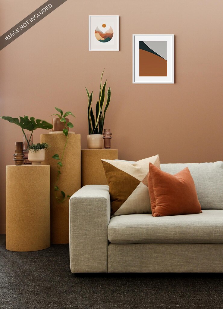 PSD plantilla de maqueta de lienzo de pared mínima de sala de estar