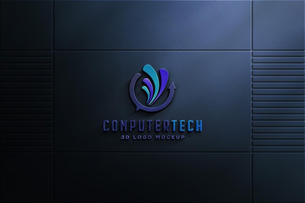Plantilla de maqueta de logotipo 3D y textura 3d de pared negra