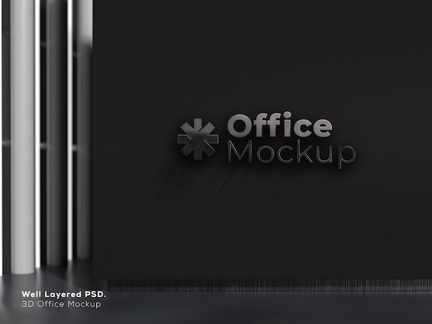 Plantilla de maqueta de logotipo de oficina 3d bien en capas