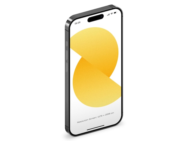 Plantilla de maqueta de pantalla de teléfono inteligente psd realista iphone 15 pro max 3d con fondo editable