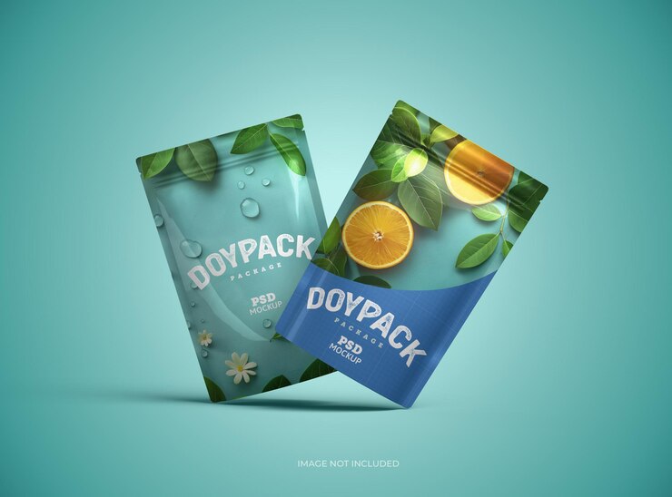 plantilla de maqueta renderizada en 3D para un embalaje de doypack sellado brillante con una cremallera