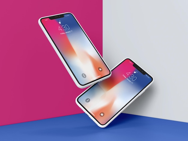 Plantilla de maqueta de smartphone en perspectiva