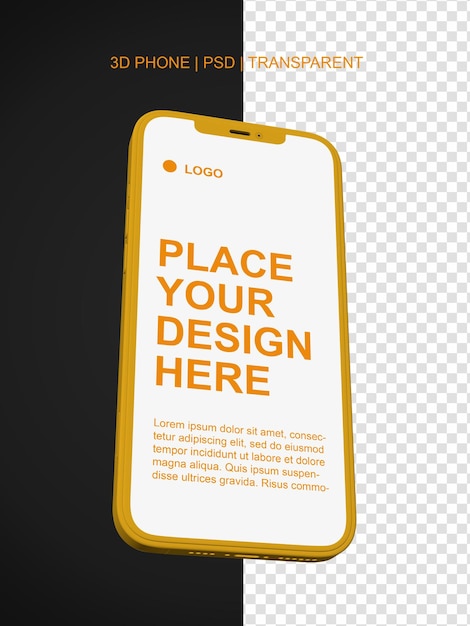 Plantilla de maqueta de teléfono inteligente 3D naranja
