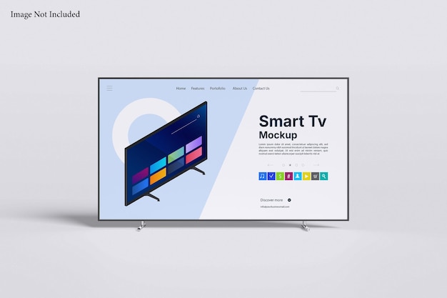 plantilla de maqueta de TV inteligente con fondo de color gris