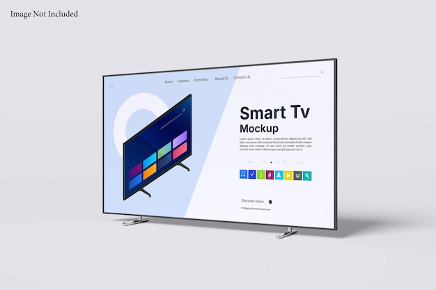 plantilla de maqueta de TV inteligente con fondo de color gris