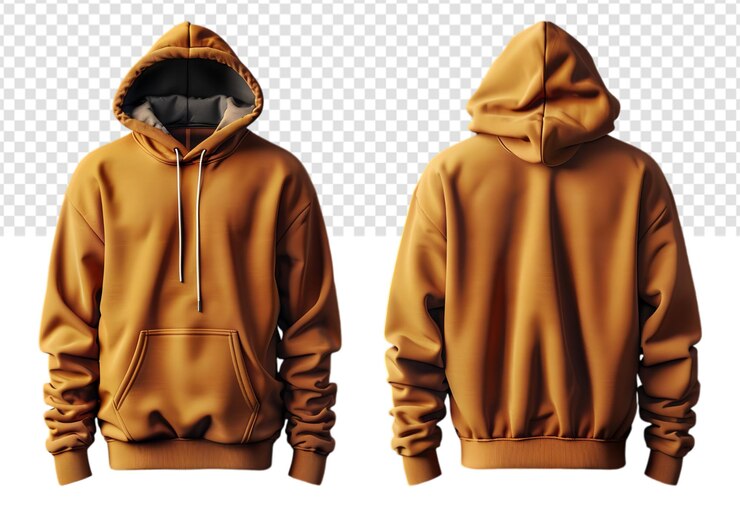 PSD plantilla de maquete de chaqueta de suéter naranja sencilla vista delantera y trasera