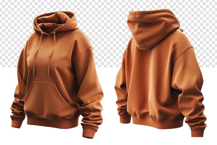 PSD plantilla de maquete de chaqueta de suéter naranja sencilla vista delantera y trasera