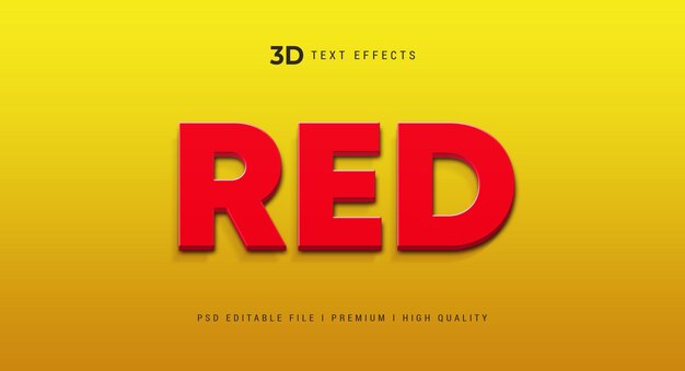 plantilla de maquillaje de efecto de estilo de texto 3D rojo