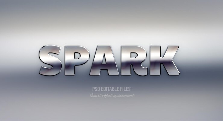 PSD plantilla de maquillaje de efecto de estilo de texto 3d de spark metal