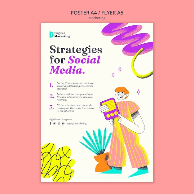 Plantilla de marketing de diseño plano