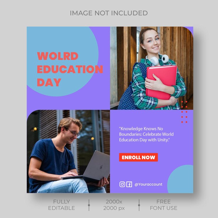 PSD plantilla de medios sociales para la educación