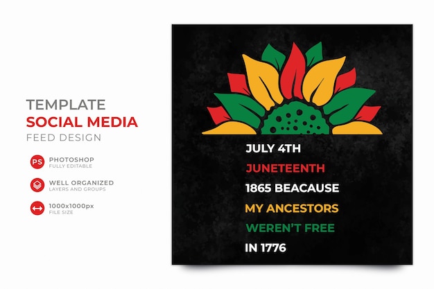 PSD plantilla de medios sociales de instagram de juneteenth