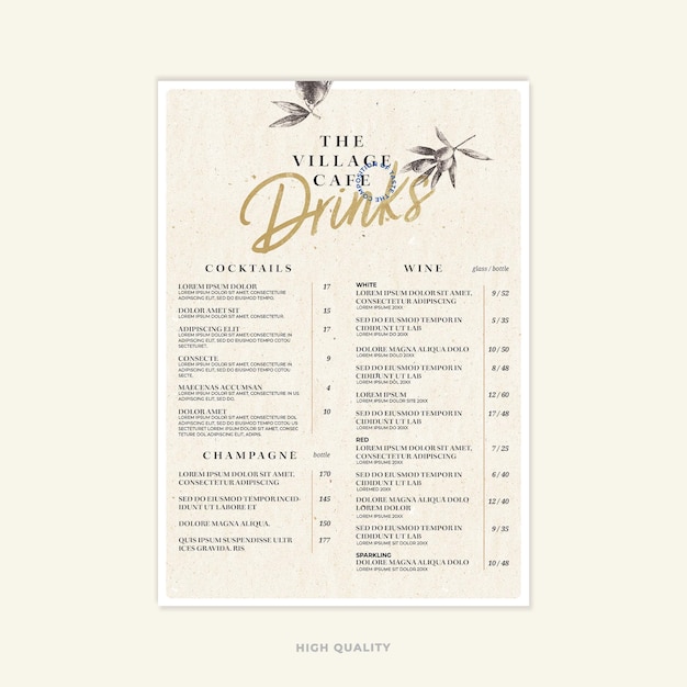 plantilla de menú de alimentos