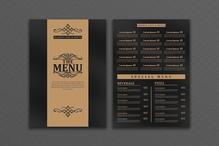 PSD plantilla de menú de restaurante