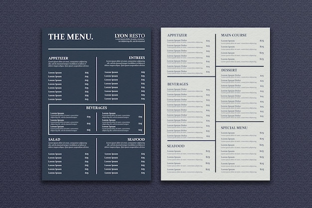 Plantilla de menú de restaurante
