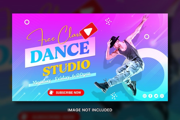 PSD plantilla de miniatura de la escuela de baile de youtube