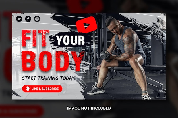 plantilla de miniatura de fitness de Youtube