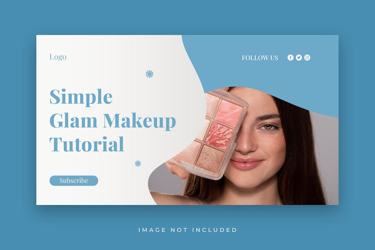 PSD plantilla de miniatura de vídeo de maquillaje de youtube o de maquillajes glam