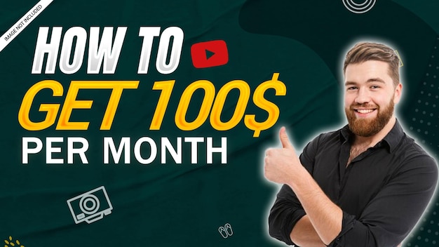 plantilla de miniatura de video de Youtube o banner web para cómo ganar dinero