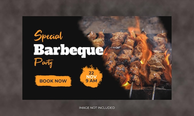 PSD plantilla de miniatura de youtube de barbacoa delicioso grill bbq food youtube web banner