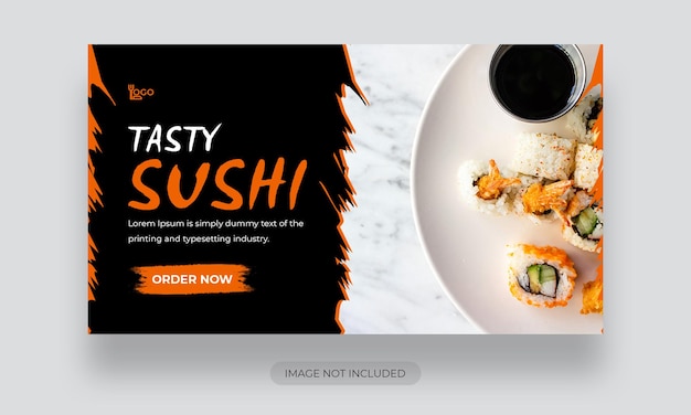 PSD plantilla de miniatura de youtube de menú de sushi