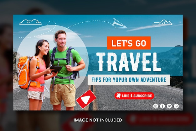 plantilla de miniatura de Youtube para viajes