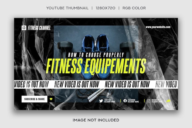 Plantilla de miniaturas de youtube de chanel de fitness