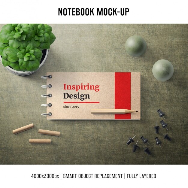 PSD plantilla de mock up de cuaderno