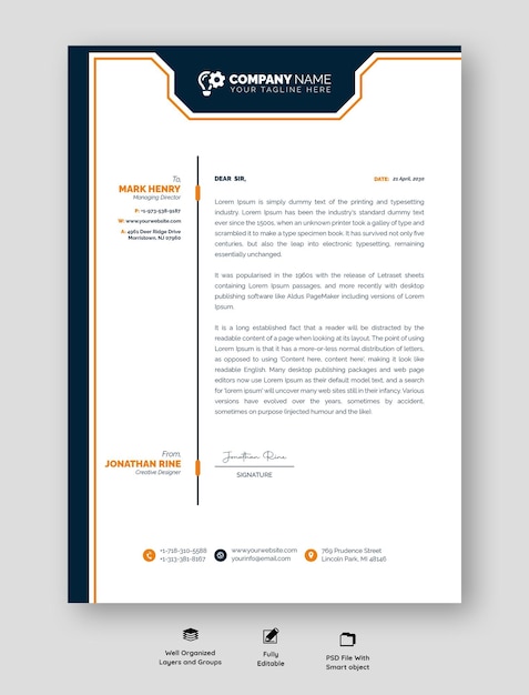 Plantilla moderna de membrete empresarial y corporativo