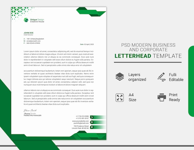 Plantilla moderna de membrete empresarial y corporativo