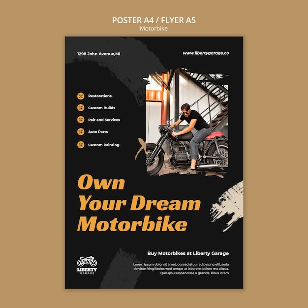 PSD plantilla de motocicleta de diseño plano