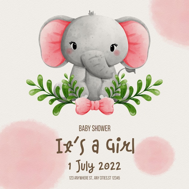 PSD plantilla de niña con animal de safari plantilla de baby shower