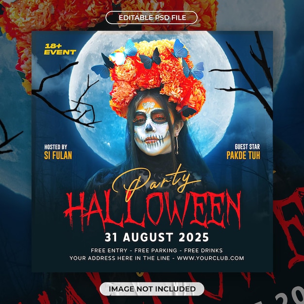 Plantilla o folleto de redes sociales de halloween