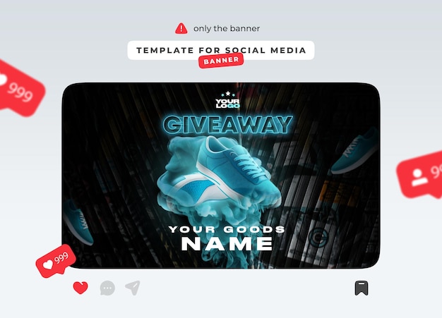 PSD plantilla para obsequio de banner de redes sociales para el nombre de sus productos