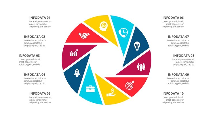 PSD la plantilla de opciones de número de infografías abstractas se puede utilizar para diagramas con 10 pasos