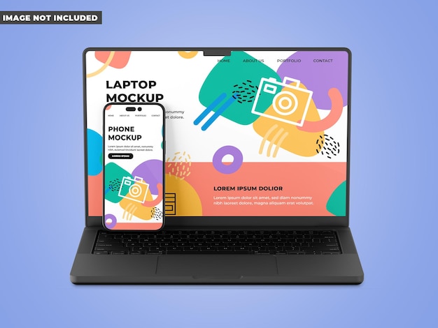 PSD plantilla de ordenador portatil y smartphone