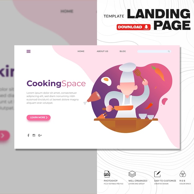 plantilla de página de aterrizaje de CookingSpace