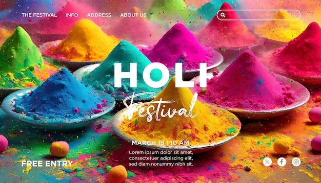 plantilla de la página de aterrizaje del Festival de Holi