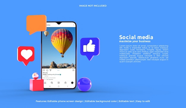 Plantilla de página de destino 3d de redes sociales optimizada