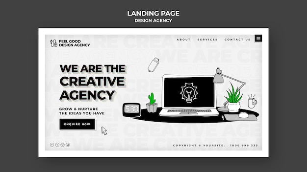 Plantilla de página de destino de agencia de diseño