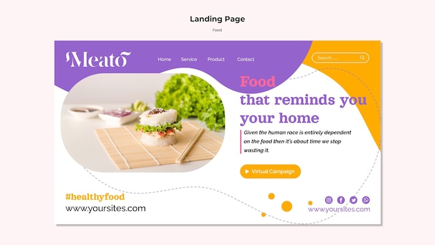 Plantilla de página de destino de alimentos