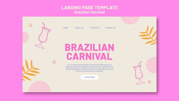 Plantilla de página de destino de carnaval brasileño de diseño plano