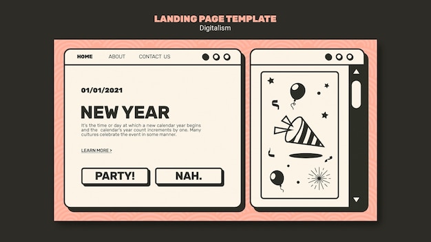 Plantilla de página de destino de concepto de año nuevo