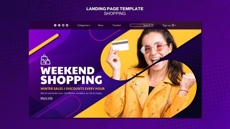 PSD plantilla de página de destino de concepto de compras