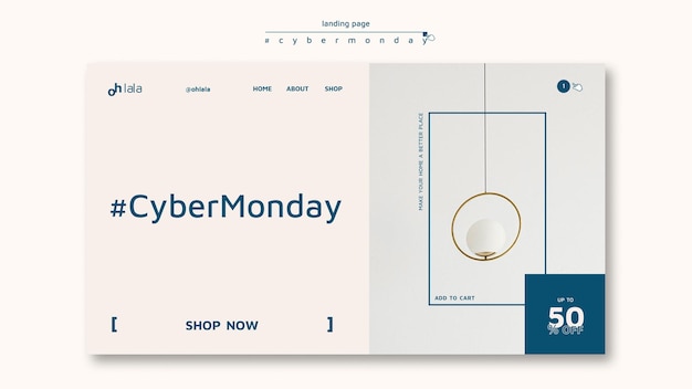 PSD plantilla de página de destino para cyber monday shopping