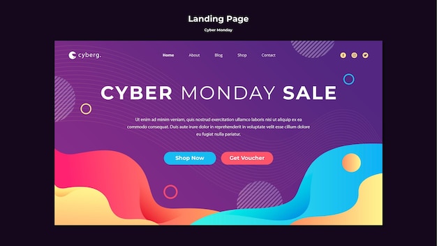 PSD plantilla de página de destino de cyber monday