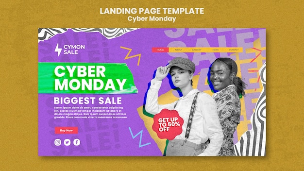 PSD plantilla de página de destino de cyber monday