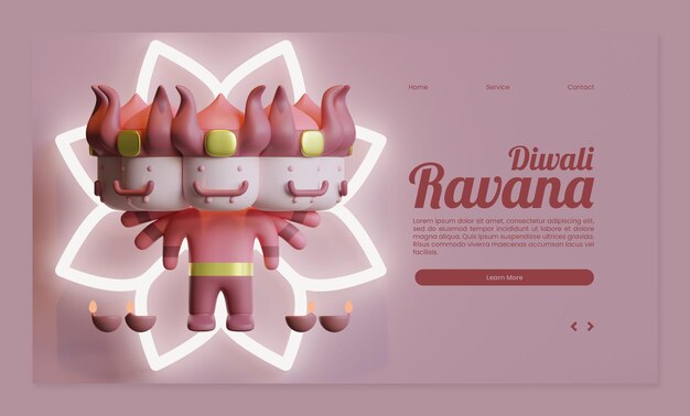 PSD plantilla de página de destino de diwali de ravana, que es un personaje malvado en la historia de diwali